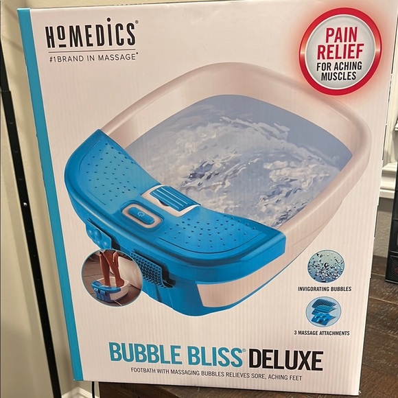 Homedics Bubble Bliss Deluxe Foot Spa in Blue and White - Picture 1 of 2